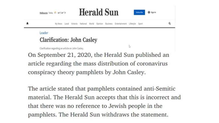 Herald Sun clarification regarding John Casley